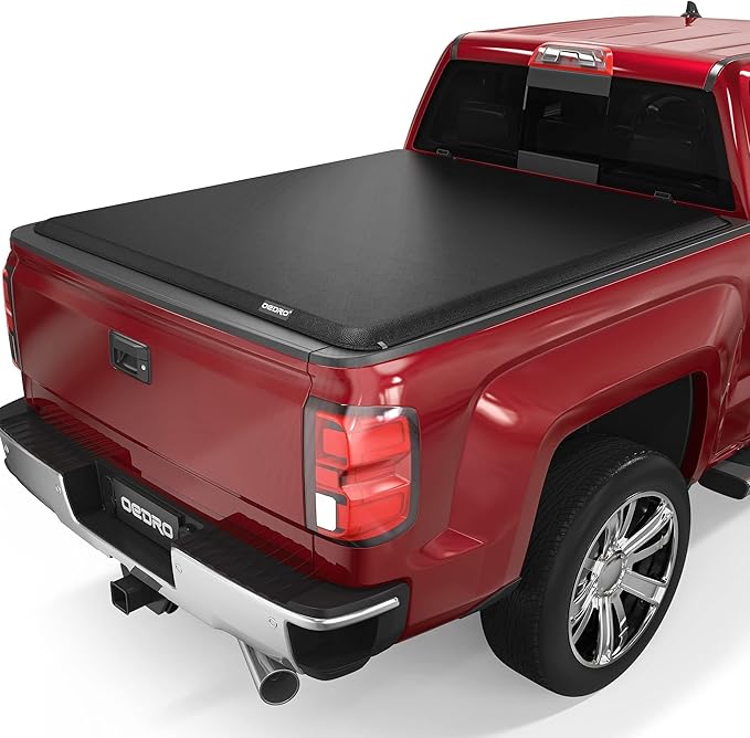 oEdRo Soft Roll up Truck Bed Tonneau Cover Compatible with 2014-2018 Chevy Silverado 1500 / GMC Sierra 1500, Fleetside 5.8ft Bed