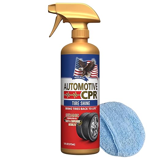 Tire Shine – Long-Lasting Deep Black Finish, UV Protection, Water & Dirt Repellent – Easy Spray Application, Made in USA (16oz)