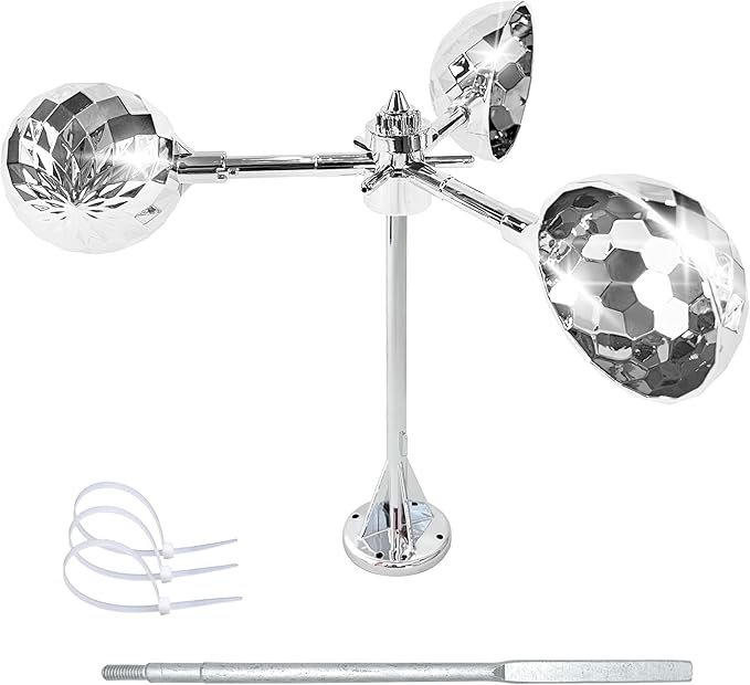 Bird Reflective Spinning Deterrent Devices for Outside Keep Birds Away Pigeon Woodpeckers Deterrent for Garden Roofs, Silver