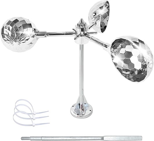 Bird Reflective Spinning Deterrent Devices for Outside Keep Birds Away Pigeon Woodpeckers Deterrent for Garden Roofs, Silver