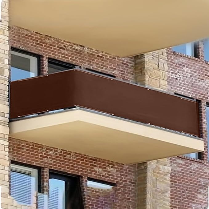 3'x12', Aiwi Space 100% Solid Non-See-Through Privacy Fence Screen, 3ft Garden Privacy Fence, Balcony Privacy Fence, Privacy Protect for Balcony, Backyard,Porch, Railing and Pool, Brown