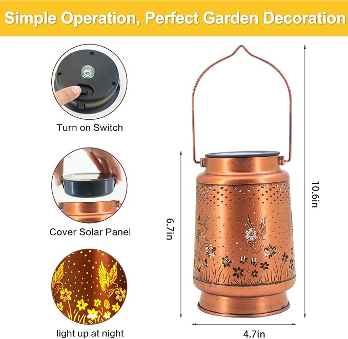 Christmas Gifts for Women, Hummingbird Birthday Gifts for Women Mom Grandma Solar Lanterns Outdoor Waterproof Garden Decor Hanging LED Decorative Light for Patio Yard Lawn Front Porch Gardening Gifts