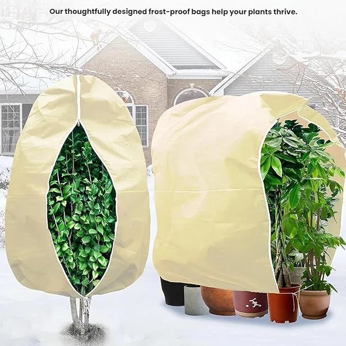2-Piece Set of Tree Covers for Winter, 7.87 x 98.4 Inch Plant Frost Protection Covers, with Zipper and Drawstring Outdoor Winterizing Plant Blankets.