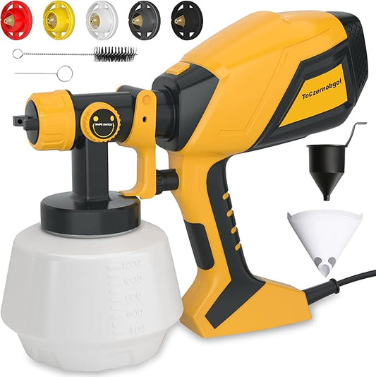 HVLP Paint Sprayer, 1200ML Electric Spray Gun with 5 Nozzles & 3 Spray Patterns, Adjustable Spray Width, Easy to Clean for Furniture, Cabinets, Walls & Home Painting