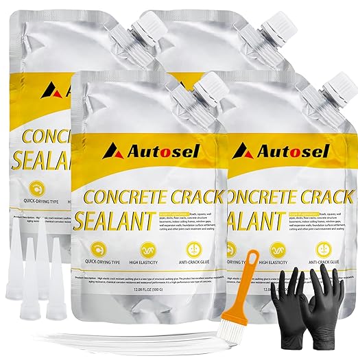 Cement Crack Filler, Concrete Crack Filler, Fast-Drying Driveway Crack Filler, Self-Leveling Caulking Sealan Effectively Repairs Cracks in Driveways, Sidewalks, and Window Sills -4 Pack, White