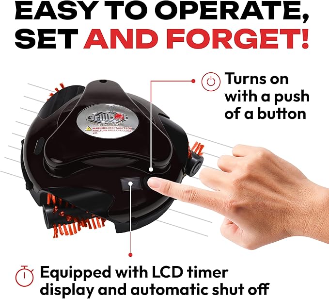Grillbot Automatic Grill Cleaning Robot with Nylon Brushes, BBQ Grill Cleaner, Grill Brush, Grill Scraper, BBQ Accessories (Black Grillbot + Carry Case)