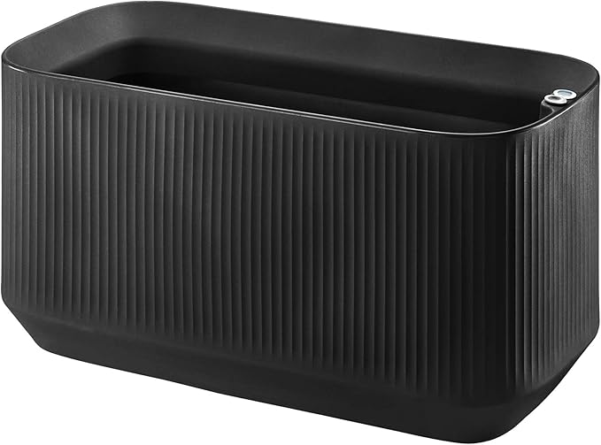 Crescent Garden Modular Self-Watering Trough Plant Box with TruDrop Water Level Indicator - Large Rectangular Deck Planter for Indoor & Outdoor Plants, Modern Garden Bed - 40"x20"x20"H (Caviar Black)