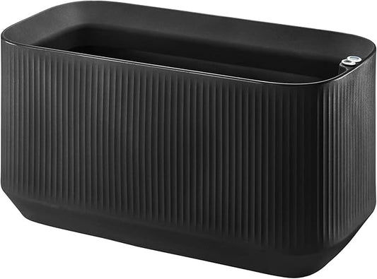 Crescent Garden Modular Self-Watering Trough Plant Box with TruDrop Water Level Indicator - Large Rectangular Deck Planter for Indoor & Outdoor Plants, Modern Garden Bed - 40"x20"x20"H (Caviar Black)