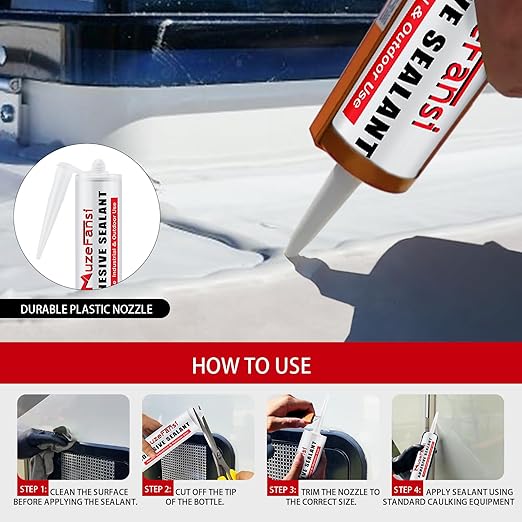 RV Roof Sealant 6Pack, Self-Leveling Lap Sealant for RV Roofs,White RV Caulking Lap Sealants for Camper Trailer Roof Window, Waterproof RV Silicone Sealants Roofing Repair Kit
