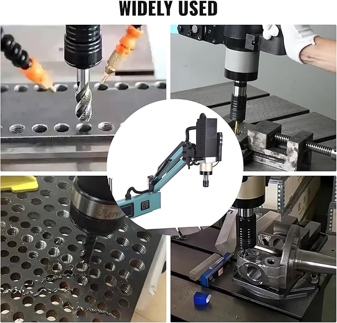 Doppy Electric Tapping Machine M6-M30, 360° Multi-Directions Tapping Machine 0-156rpm/min, 9PCS Collets, Rated Power 1200W, Voltage AC 220V, for Machinery Manufacturing, Mould and Other Industries