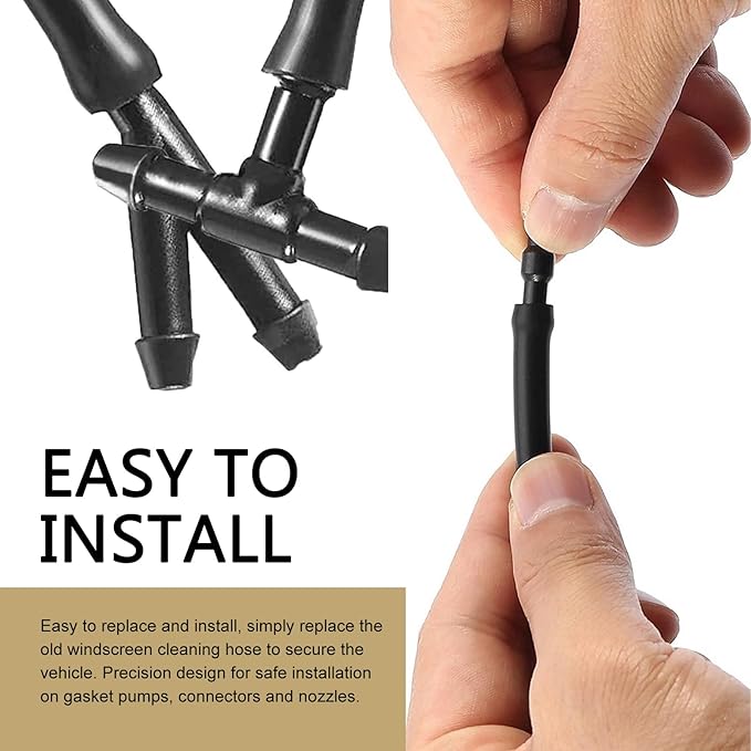 30 PCS Windshield Washer Hose Kit, Washer Fluid Hose with Connectors, 4M/13Ft Windshield Fluid Pipe Replacement, Universal Auto Accessories for Most Cars (Black)