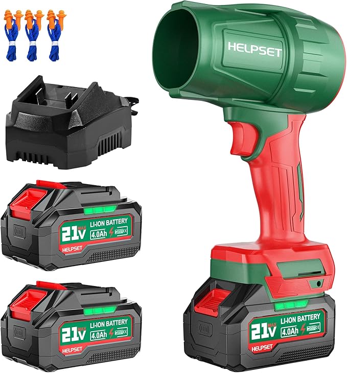 Cordless Leaf Blower with 2×4.0Ah Batteries & Charger, Powerful Electric Blower for Patio, Lawn Cleaning, Leaves & Dust - Portable & Lightweight