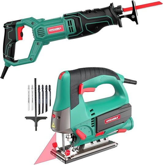 HYCHIKA Reciprocating Saw, 6.7A Jig Saw, Laser class: II, 2-Tool Power Tool Combo Kit