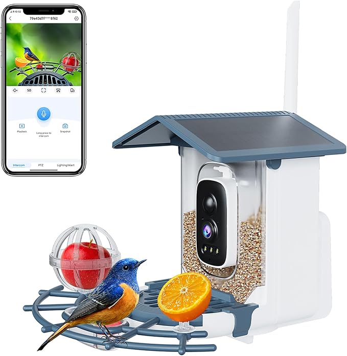 WOOLINK 2K Smart Bird Feeder with Camera, 3MP 2.4Ghz Solar Wireless Battery Camera With AI Bird Species Identification, HD Video Bird House with Camera for Ourdoor, IP65 Waterproof, Color Night Vision