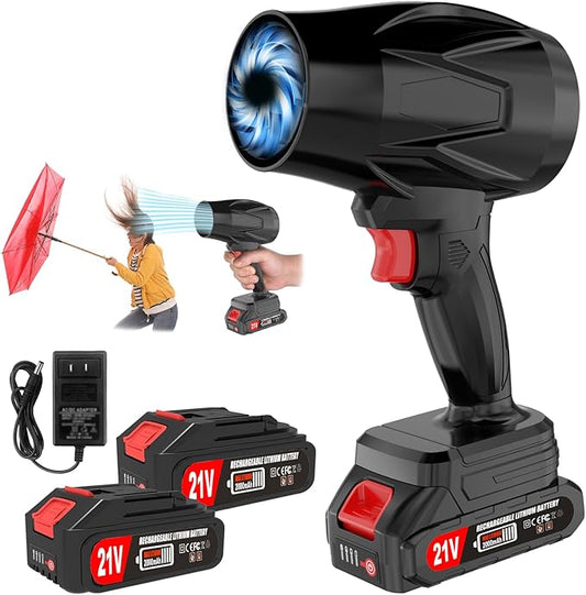 Cordless Leaf Blower with Battery and Charger, 400,000 RPM Turbo Air Jet Blower, Portable Lightweight Handheld Blower with Adjustable Speed for Patio Cleaning, Lawn Care, Car, Blowing Leaves and Dust