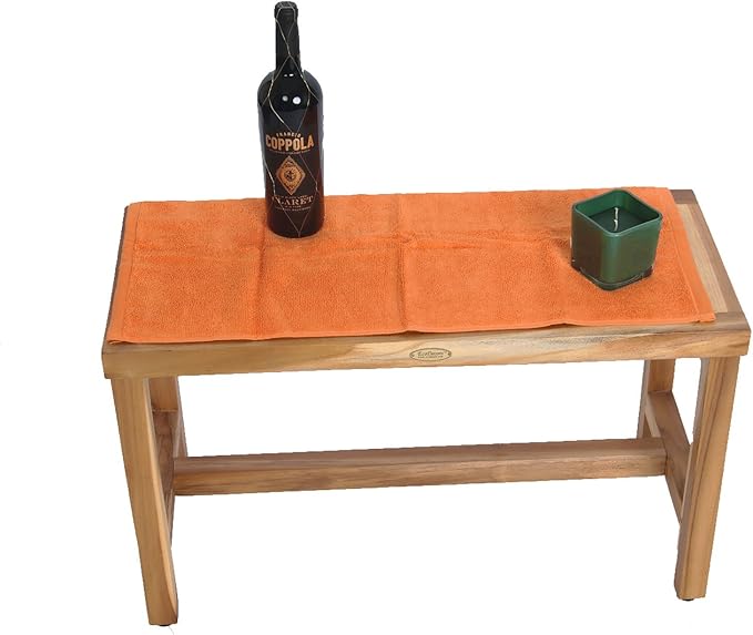 EcoDecors 30" Satori Teak Shower Bench – Full-Size Waterproof Bathroom Seat | For Adults & Seniors | Spa-Style Teak Wood Stool | Non-Slip Adustable Height Feet | Elegance & Safety | 250 Pound Capacity