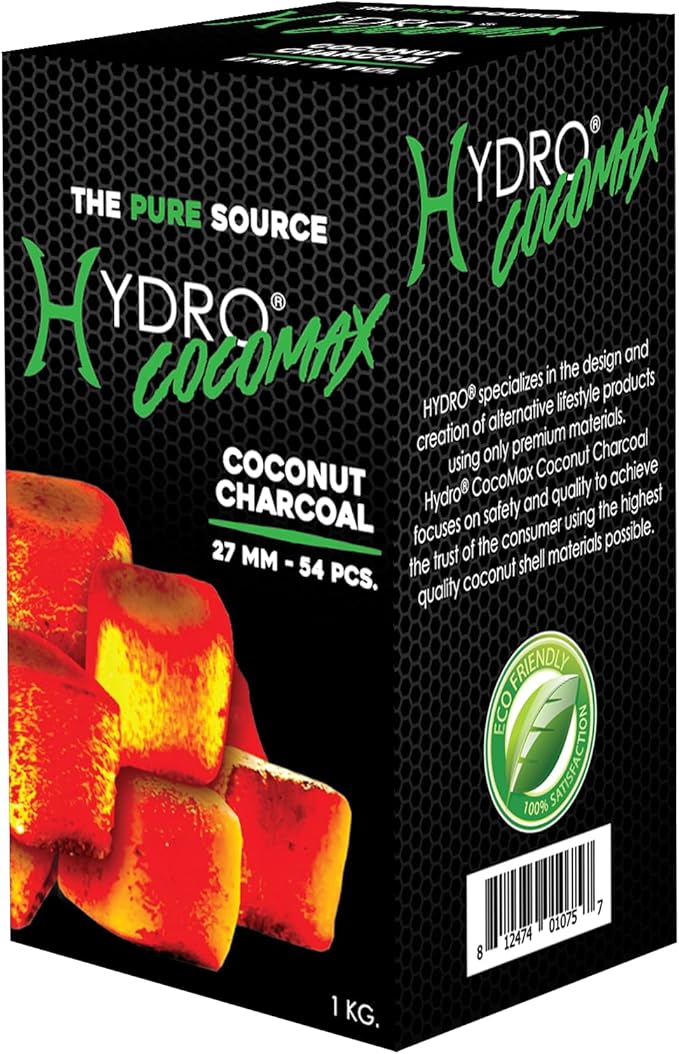 Hydro Coconut Charcoal - Ultimate Grilling & BBQ Experience with Cubes Made of Coconut Shell, Long-Lasting Odorless Charcoal - (1 KG)