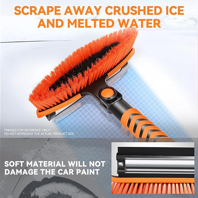 Auto Dynasty 43" Extendable Snow Brush with Ice Scraper, 3-in-1 Snow Broom with Pivoting Head and Handle Grip for Car Windshield, Vehicle Snow Removal Tool for Car, Truck, SUV