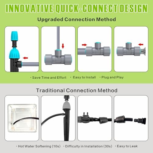 Drip Irrigation System 98ft, Fast Connect Automatic Irrigation Kit with 12mm, 6mm Blank Distribution Tubing and Accessories, DIY Garden Watering Equipment for Garden, Greenhouse, Flower Bed, Patio