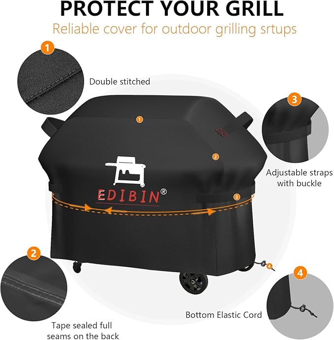 Grill Cover for Traeger Woodridge Pro Grill & Woodridge Elite Grill, BAC776 for Traeger TFB97JLH TFC97XLH Full Length Cover 600D Heavy Duty Waterproof,67" L x 27" W x 46" H