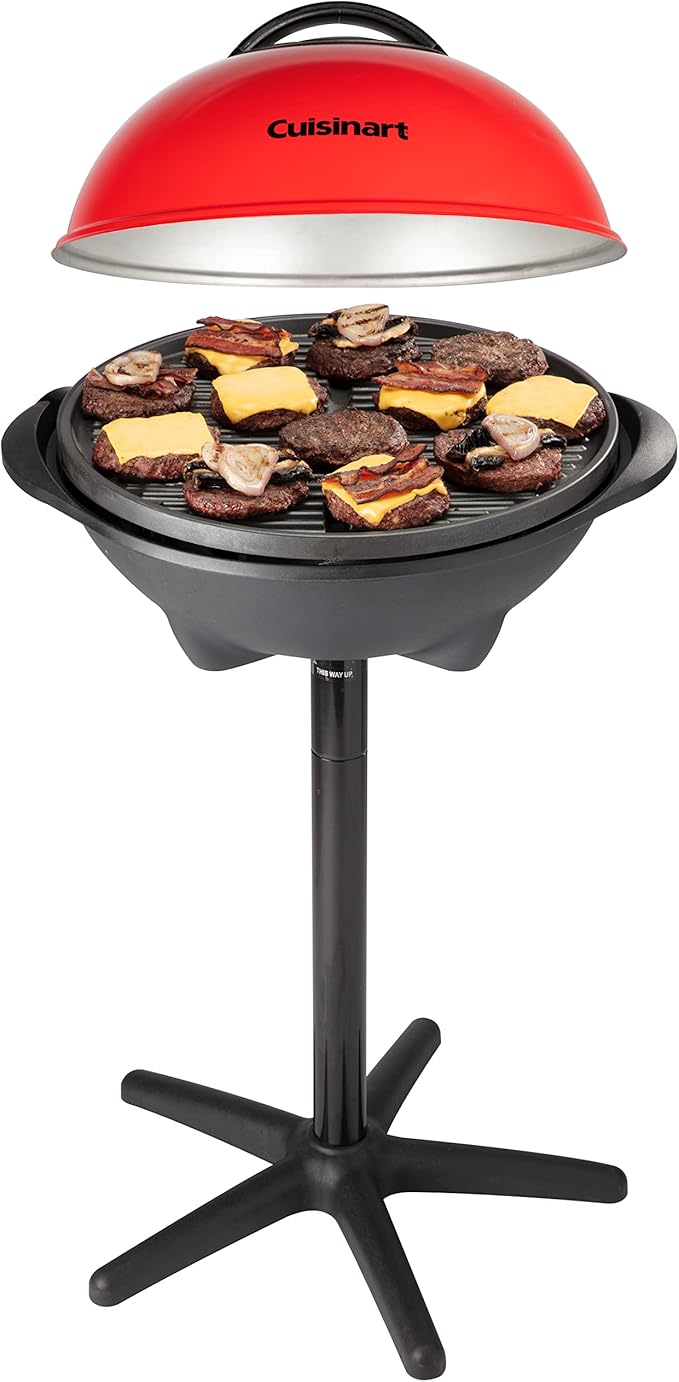 Cuisinart Indoor/Outdoor Electric Grill, 2-in-1 Portable BBQ with Nonstick Cooking Surface, Electric Grill Outdoor with Adjustable Heat, Stand/Tabletop Options for Cookouts, Barbecues, Small Spaces