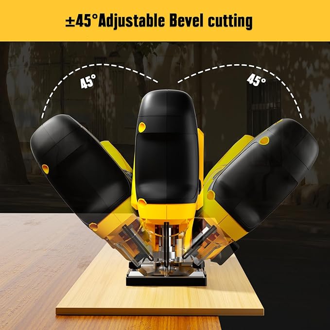 Cordless Jig Saw Compatible with Dewalt 20V MAX Battery (Tool Only), Brushless Orbital Tool w/ 3800 SPM Blade Speed, 6 Variable Speed, Bevel Angle (0°-45°), 4 Orbital Settings, LED Light