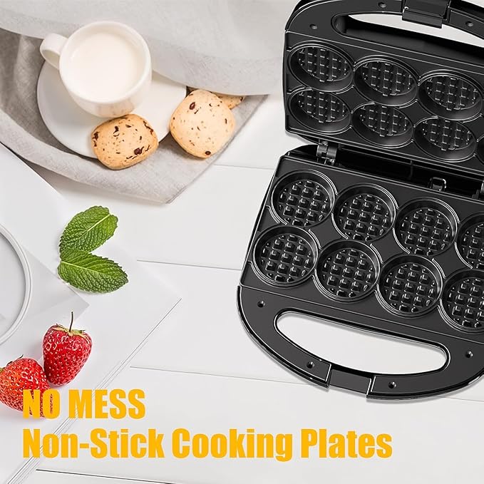 OSTBA Mini Waffle Maker, 8 * 2 inch Belgian Waffle Iron, 750W Non-Stick Electric Waffle Machine for Breakfast, Easy to Clean, Compact for Kids & Family Use
