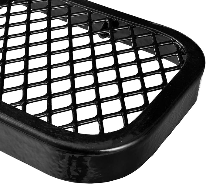 Global Industrial 8'L Heavy Duty Expanded Metal Mesh Bench with Backrest with Steel Frame, Portable Outdoor Bench, 1000 lbs Capacity, Black, 96" L x 24" W x 33" H