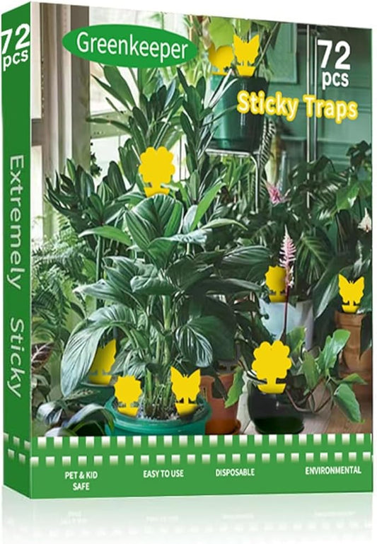48 Pcs Multi-Sized Sticky Trap For Fungus Gnat (Plants), Flying Insect, Fly, Beautify & Liveliness, Usable In Various Size Pot, Yellow Insect Trap For Indoor, Outdoor, Kitchen & Plant, 3-Shape, 3-Size