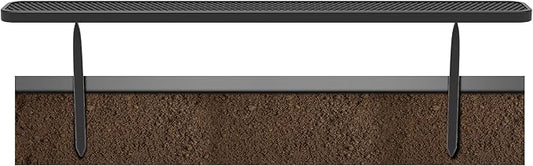 8 FT Heavy Duty Metal Park Bench for Outside, Outdoor Backless Bench with Thermoplastic Coating, Commercial Benches for Shopping Mall, Store, Park, Deck, Inground Mounted, Black