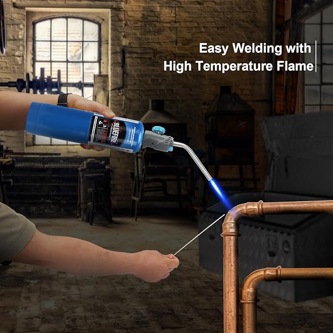 Pack of 12,BLUEFIRE Standard Propane Gas Cylinder Canister Welding Brazing Soldering Fuel Gas for HVAC Plumbing Cooking Grilling and Camping 1 lb Small Propane Tank for Propane Torch Head Weed Torches