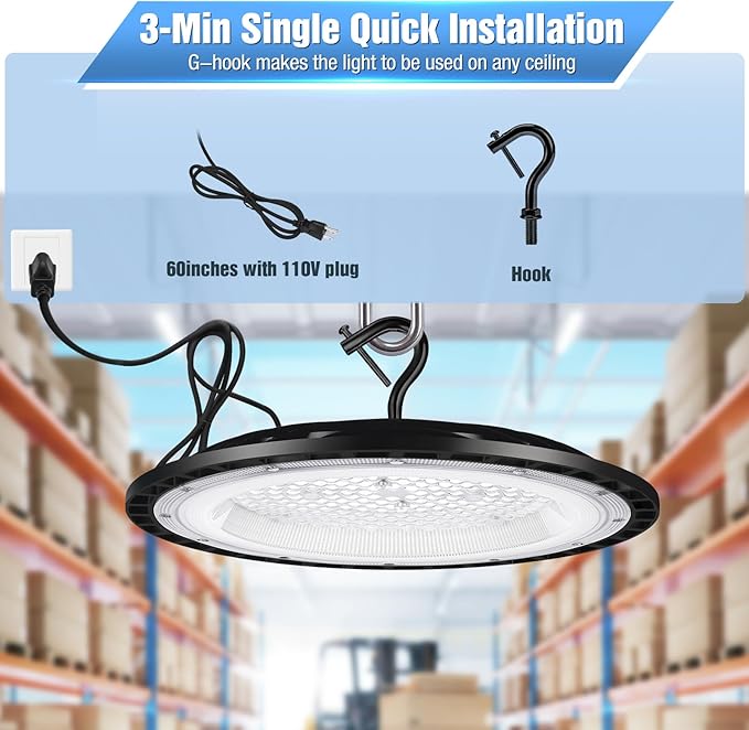 12 Pack 100W UFO Led High Bay Light Fixture,5000K Daylight Commercial Shop Bay Lighting,120v,15000LM,[450W MH/HPS Equiv.] US Plug Area Lighting for Warehouse/Barn/Gym/Factory/Workshop