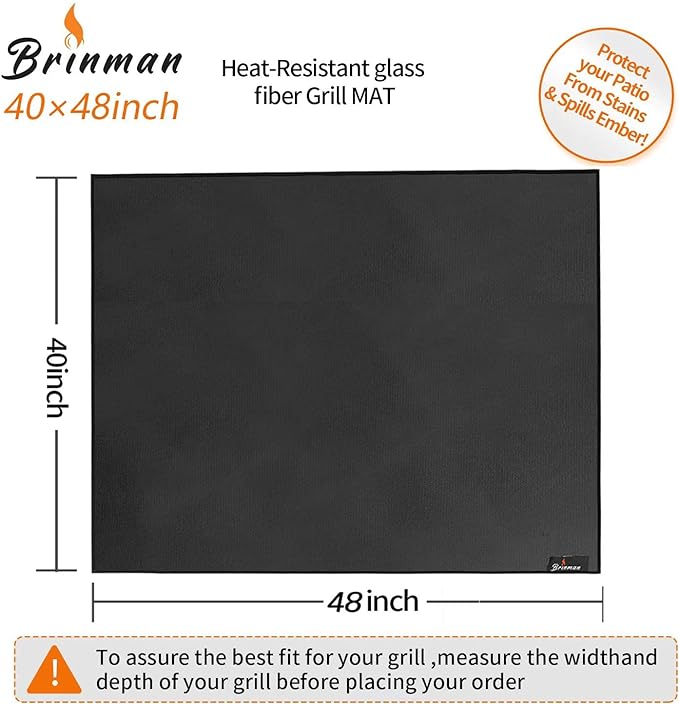 Under Grill Mats for Outdoor Grill - 48x40 Inch BBQ Mat for Under Barbecue - Double-Sided Fireproof Patio & Deck Protector Mat - Fire Pit Mat -Oil-Proof Grill Floor Pads - Stove Mat Patio Accessories
