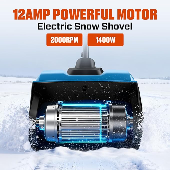 SENIX 12 Amp Electric Snow Shovel | 13-Inch Corded Snow Thrower with 8-Inch Clearing Depth | 480 lbs/Min Removal, 26ft Max Throw Distance for Driveway, Sidewalk, Steps & Patio (STE12-L)