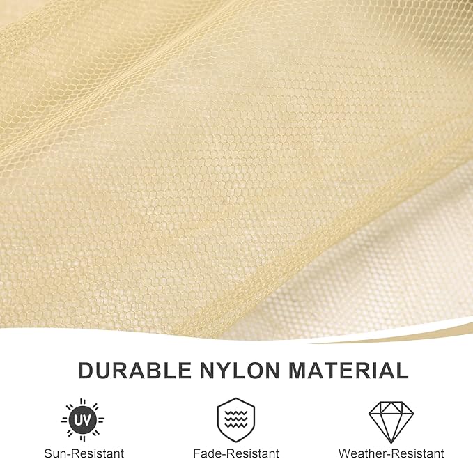 BPS 12' x 14' Gazebo Universal Mosquito Netting Screen Replacement, 4-Panel Screen Walls with Double Zippers for Outdoor Patio, Khaki (Mosquito Net Only)
