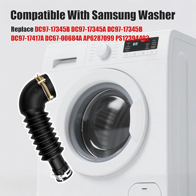Washing Machine Drain Hose Fit for Samsung Washer Replace DC97-17345B DC97-17345A DC97-17417A DC67-00684A AP6287099 PS12394402, Includes Clamp Band Bolt