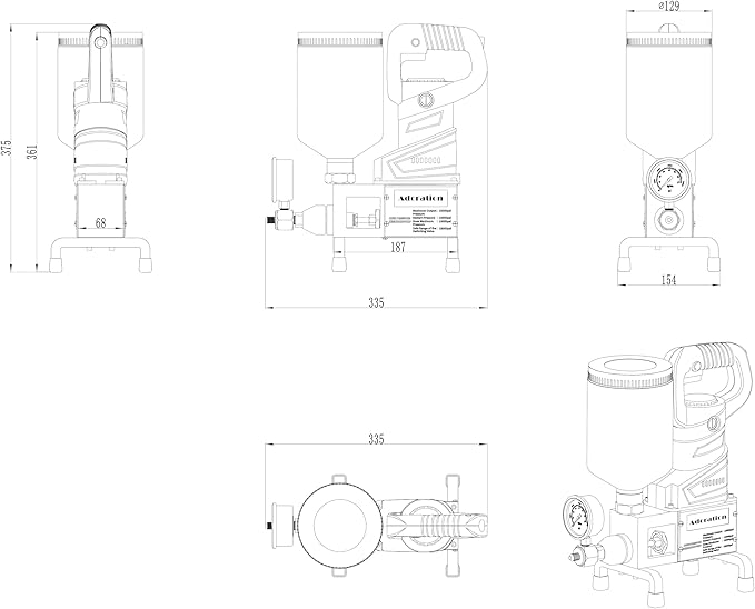 Grout Injection (1) Pump Grouting Gun Packer (+150) EPOXY Polyurethane Foam Injection Pump 110V 1300W for Concrete Repair Waterproofing Crack Repair Apartment Roofing Basement Garage Tunnel Bridge