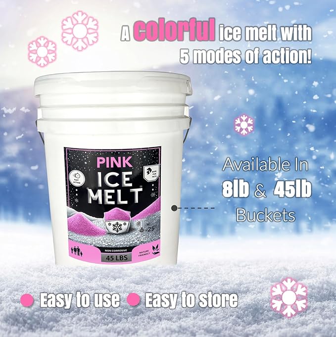 Peach Country Pink Ice Melt -25°F Effective, Pet Safe Eco-Friendly De-Icer, Fast-Acting Granules for Driveways, Walkways & Entryways, 20 lb Pail