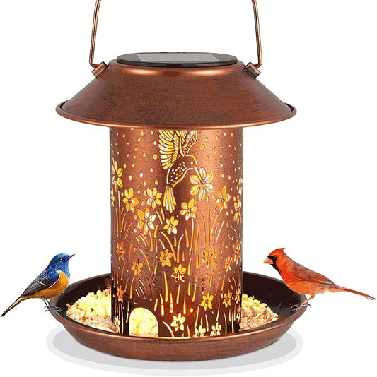 Christmas Bird Feeders for Outdoors Hummingbird Solar Lanterns Outdoor Waterproof Hanging Garden Decor Birthdays for Women Mom Metal Solar Decoration Outside for Yard, Patio,