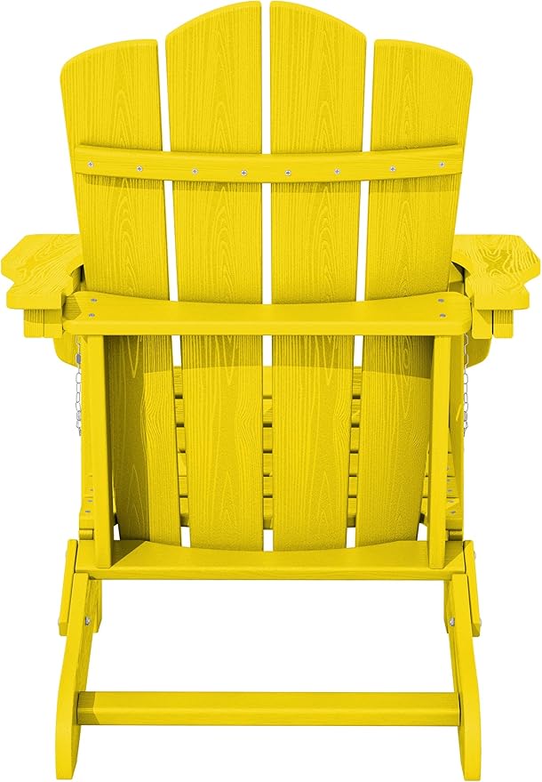 KINGYES Folding Adirondack Chair Set of 4, HDPE All-Weather Folding Adirondack Chair, Yellow