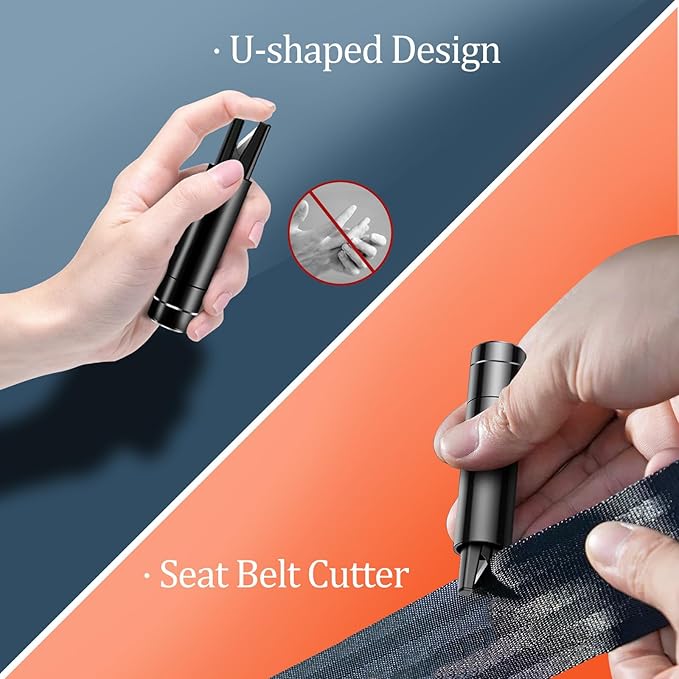 Car Window Breaker and Seatbelt Cutter 4 Pack, 2-in-1 Car Safety Hammer, Multifunctional Auto Glass Breaker, Portable Emergency Rescue Tool for Automotive Accidents