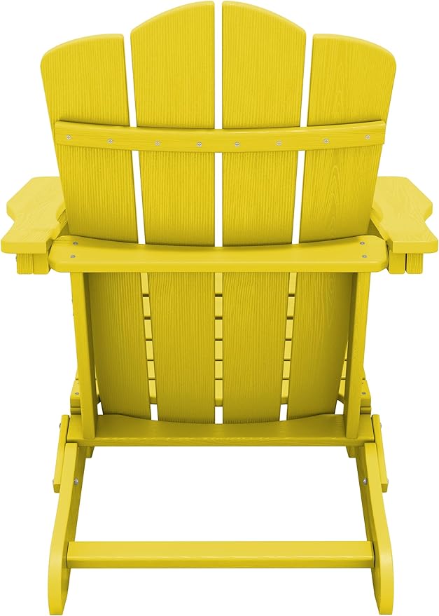 KINGYES Folding Adirondack Chair Set of 6, HDPE All-Weather Folding Adirondack Chair, Yellow
