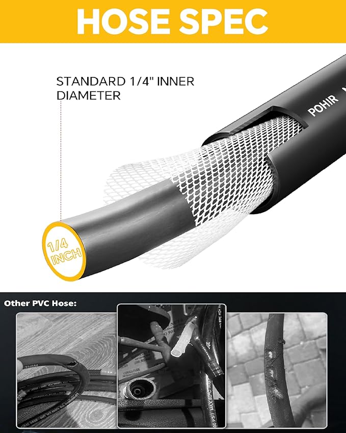 POHIR Pressure Washer Hose 50FT, Kink Resistant Power Washer Replacement Hose 1/4 Inch with M22 14MM Swivel, Lightweight Pressure Washer Extension Hose 4000 PSI