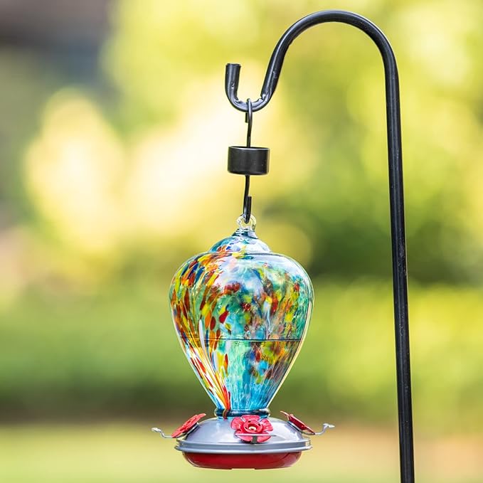 Muse Garden Gifts for Women Glass Hummingbird Feeder for Outdoors Hanging, Birthday Mother‘s Day Christmas Valentine Hummingbird Gifts for Women Mom, Ant Moat Included, 2 Pack, Comet and Nebula