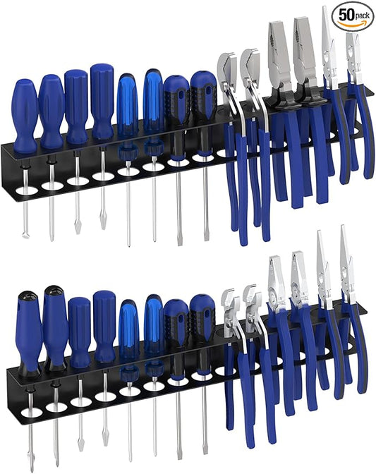 Screwdriver Organizer Wall Mount, Screw Driver Holder,Metal Plier Rack Utility Tool Rack Organizers and Storage Rack for Garage Workshop Workbench Tool Chest Cart (2 PCS)