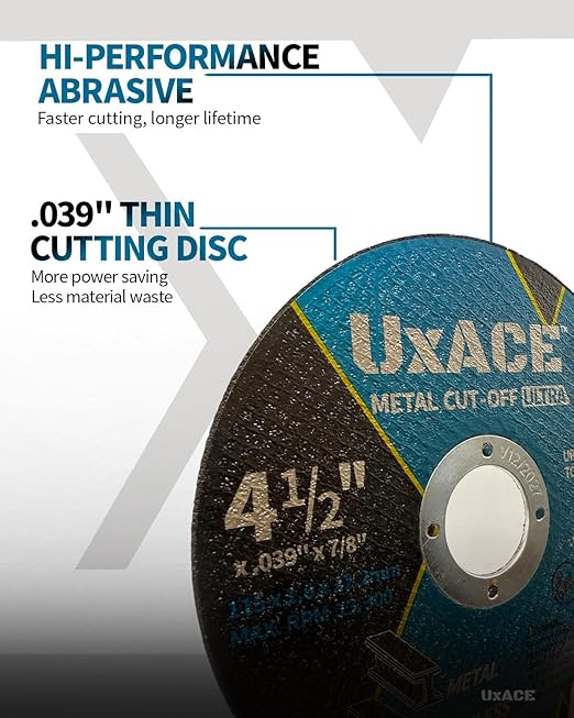 4-1/2 Inch Cut-Off Wheel for Metal, Stainless Steel, Aluminum Cutting, Professional Super Thin Metal Cutting Disc for Angle Grinder, Die Grinder or Cut-Off Tools, 7/8 inch Arbor, 25 Pack