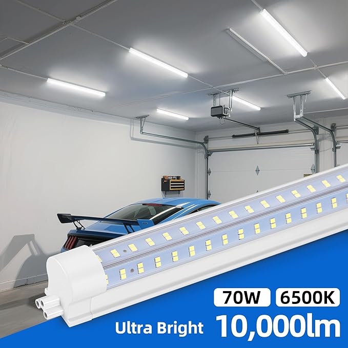 6-Pack 4FT LED Shop Light, 70W Ultra Bright, 10,000LM, U-Shaped T8 Integrated Tube Light, 6500K Linkable, Built-in connector, Surface Mount Plug & Play LED Ceiling Light for Garage, Workshop, Basement