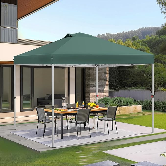 Sophia & William Canopy Tent Pop Up 10x10 ft, Outdoor Patio Portable Commercial Canopies Shelter Heavy Duty Straight Legs with Roller Bag, 8 Stakes, 4 Guy Ropes, UPF50+, Green