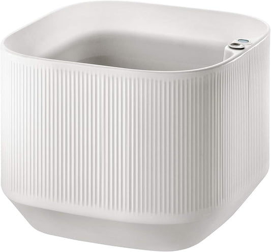 Crescent Garden Modular Self-Watering Plant Box with TruDrop Water Level Indicator, Indoor/Outdoor, Small Modern Box Planter for Herbs, Flowers, Peace Lily, Houseplants - 20"x20"x16"H (Cloud White)