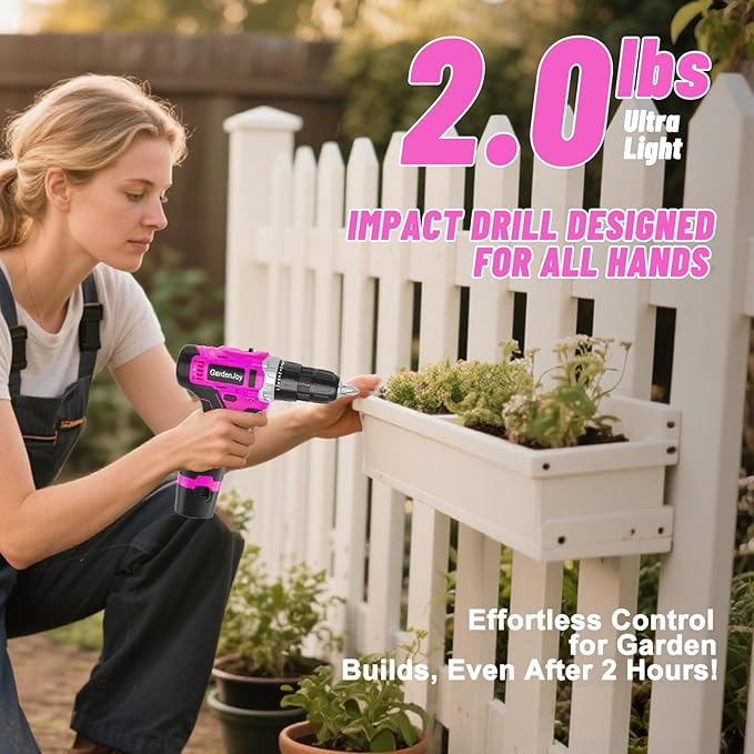 12V Cordless Electric Drill Driver Set, Powerful Lightweight Portable Rechargeable Screwdriver 42pcs Accessories,2-Speed, 24+1 Position for Wood/Wall Drilling & Screw Driving, Home DIY Tool woman man